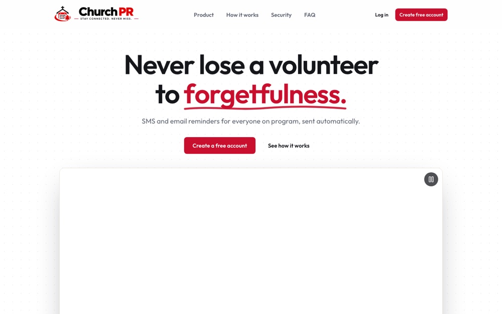 Church PR website screenshot